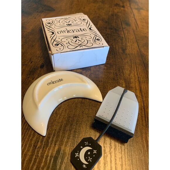 OwlCrate Ceramic Moon Tea Bag Rest + Silicone Tea Infuser | - Picture 5 of 6